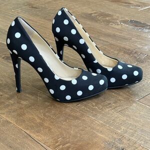 Jessica Simpson Black and White Polka Dot Heels